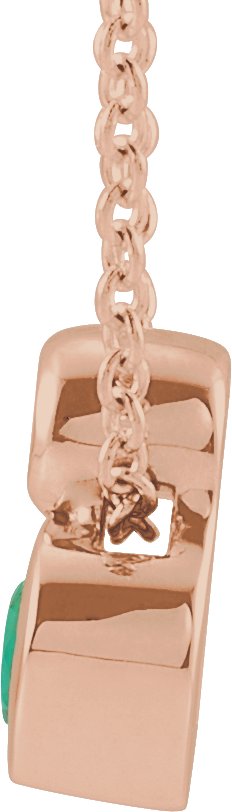 14K Gold Oval Natural Emerald Bezel-Set Necklace or Slide Pendant - Rose Gold - view 2