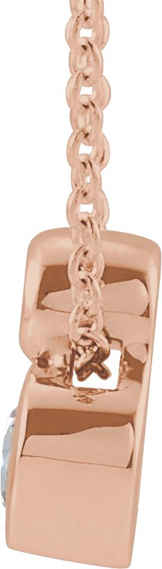 14K Gold Oval Natural White Sapphire Bezel-Set Necklace or Slide Pendant - Rose Gold - view 2