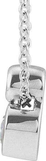 Platinum Oval Natural White Sapphire Bezel-Set Necklace or Slide Pendant - view 2