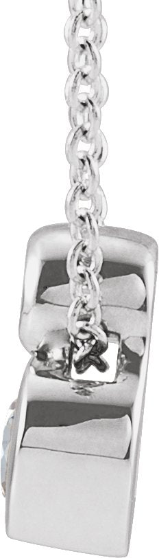 Platinum Oval Natural White Sapphire Bezel-Set Necklace or Slide Pendant - view 2
