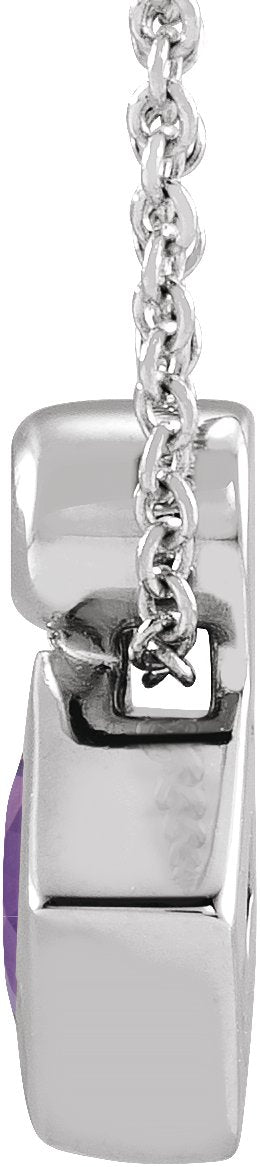 Platinum Oval Natural Amethyst Bezel-Set Necklace or Slide Pendant - view 2