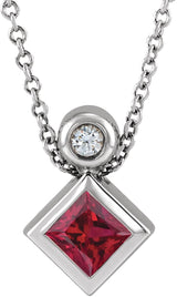 Platinum Oval Natural Ruby Bezel-Set Necklace or Slide Pendant