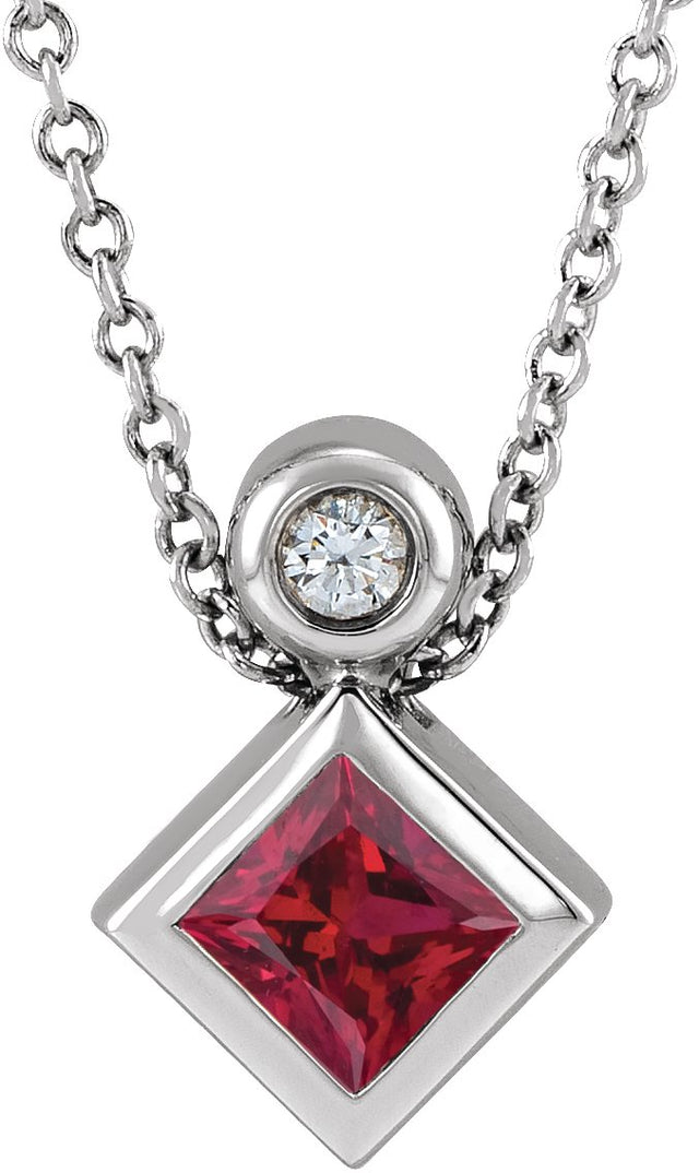 Platinum Oval Natural Ruby Bezel-Set Necklace or Slide Pendant