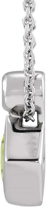 Platinum Oval Natural Peridot Bezel-Set Necklace or Slide Pendant - view 2