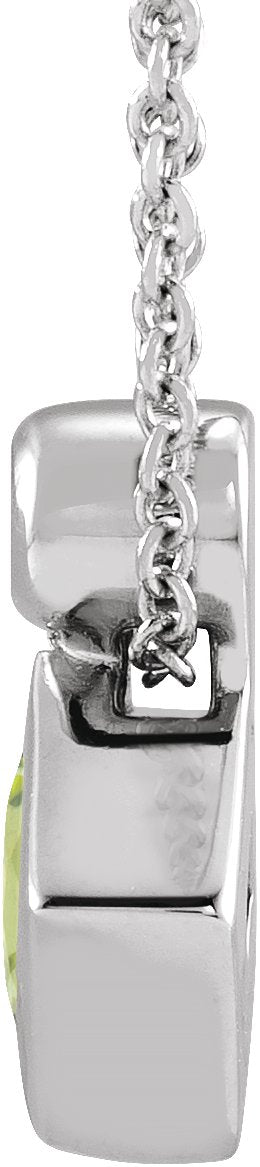 14K Gold Oval Natural Peridot Bezel-Set Necklace or Slide Pendant - White Gold - view 2