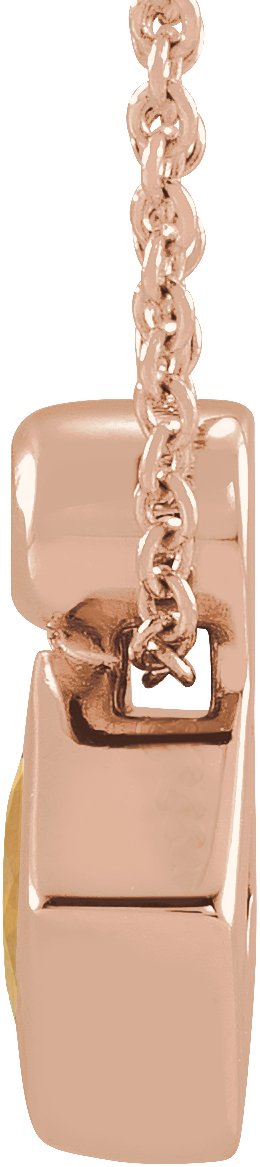 14K Gold Oval Natural Citrine Bezel-Set Necklace or Slide Pendant - Rose Gold - view 2