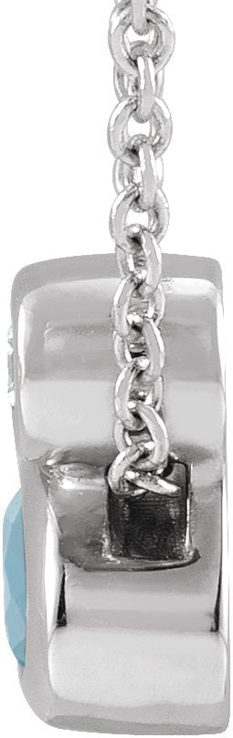 14K Gold Oval Natural Aquamarine Bezel-Set Necklace or Slide Pendant - White Gold - view 2