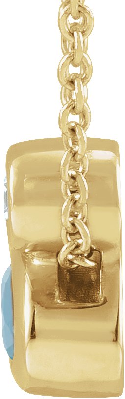 14K Gold Oval Natural Aquamarine Bezel-Set Necklace or Slide Pendant - Yellow Gold - view 2
