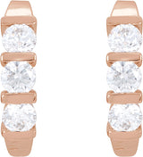 14K Gold Round Lab-Grown Diamond Three-Stone J-Hoop Earrings - Rose Gold - view 2
