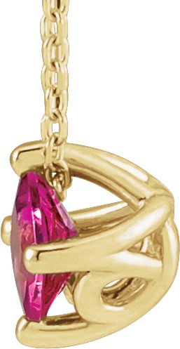14K Gold Square Natural Pink Tourmaline Solitaire Necklace or Slide Pendant - Yellow Gold - view 2