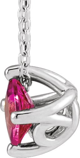 Platinum Square Natural Pink Tourmaline Solitaire Necklace or Slide Pendant - view 2