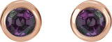14K Gold Lab-Grown Alexandrite Round Bezel-Set Birthstone Stud Earrings - Rose Gold - view 2