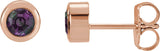 14K Gold Lab-Grown Alexandrite Round Bezel-Set Birthstone Stud Earrings - Rose Gold