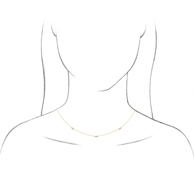 14K Gold Straight Baguette Natural Diamond Baguette Station Necklace - Rose Gold - view 2