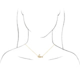 14K Gold Round Natural Diamond Love Necklace II - Yellow Gold - view 3
