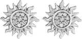 14K Gold Round Natural Diamond Sun Earrings – 1mm Stones - White Gold - view 2