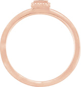 14K Gold Square Natural Aquamarine Family Stackable Ring - Rose Gold - view 2