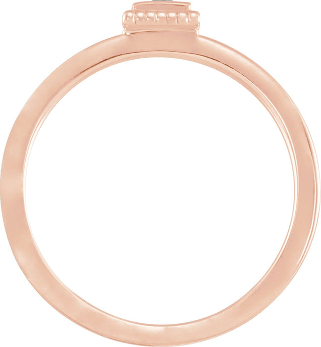 14K Gold Square Natural Aquamarine Family Stackable Ring - Rose Gold - view 2