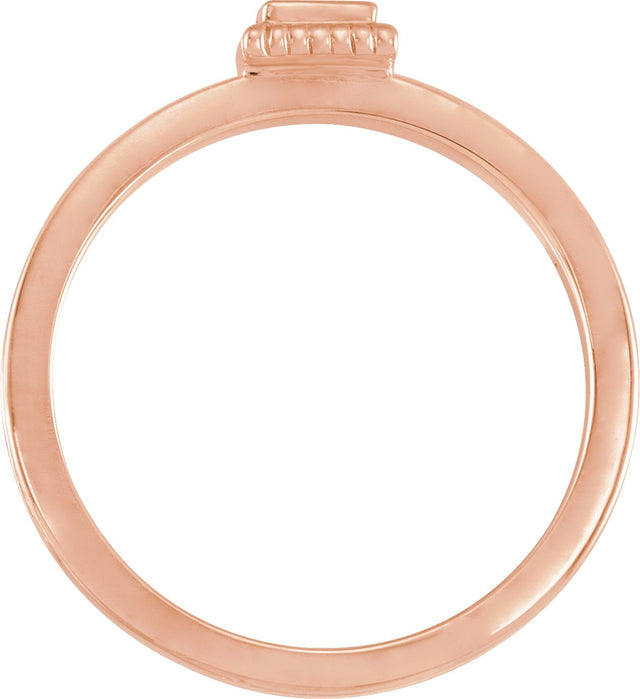 14K Gold Square Natural Citrine Family Stackable Ring - Rose Gold - view 2