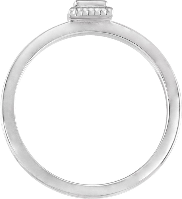 14K Gold Square Natural Citrine Family Stackable Ring - White Gold - view 2