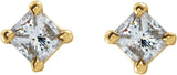 14K Gold Natural Diamond Square 4-Prong Stud Earrings – 3x3mm - Yellow Gold - view 2