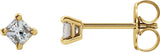 14K Gold Natural Diamond Square 4-Prong Stud Earrings – 3x3mm - Yellow Gold