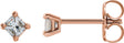 14K Gold Natural Diamond Square 4-Prong Stud Earrings – 3x3mm - Rose Gold