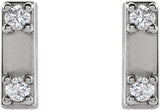 Platinum Round Natural Diamond Two-Stone Bar Earrings - view 2