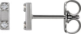 Platinum Round Natural Diamond Two-Stone Bar Earrings