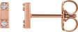 14K Gold Round Natural Diamond Two-Stone Bar Earrings - Rose Gold