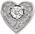 14K Gold Round Natural White Sapphire Family Heart Slide Pendant - White Gold
