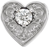 14K Gold Round Natural White Sapphire Family Heart Slide Pendant - White Gold