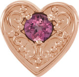 14K Gold Round Natural Pink Tourmaline Family Heart Slide Pendant - Rose Gold
