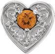 14K Gold Round Natural Citrine Family Heart Slide Pendant - White Gold
