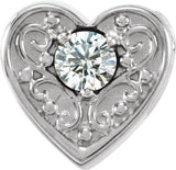 14K Gold Round Natural Diamond Family Heart Slide Pendant - White Gold