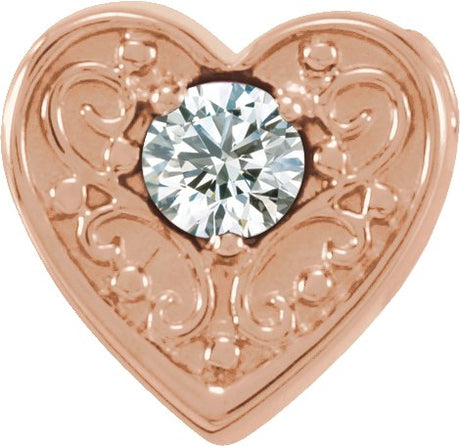 14K Gold Round Natural Diamond Family Heart Slide Pendant - Rose Gold