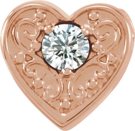 14K Gold Round Natural Diamond Family Heart Slide Pendant - Rose Gold