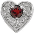 14K Gold Round Natural Mozambique Garnet Family Heart Slide Pendant - White Gold