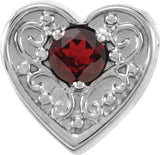 14K Gold Round Natural Mozambique Garnet Family Heart Slide Pendant - White Gold