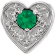 14K Gold Round Natural Emerald Family Heart Slide Pendant - White Gold