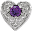 14K Gold Round Natural Amethyst Family Heart Slide Pendant - White Gold