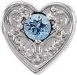 14K Gold Round Natural Aquamarine Family Heart Slide Pendant - White Gold