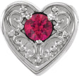 14K Gold Round Natural Ruby Family Heart Slide Pendant - White Gold