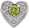 14K Gold Round Natural Peridot Family Heart Slide Pendant - White Gold