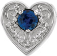 14K Gold Round Natural Blue Sapphire Family Heart Slide Pendant - White Gold