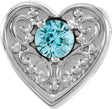 14K Gold Round Natural Blue Zircon Family Heart Slide Pendant - White Gold