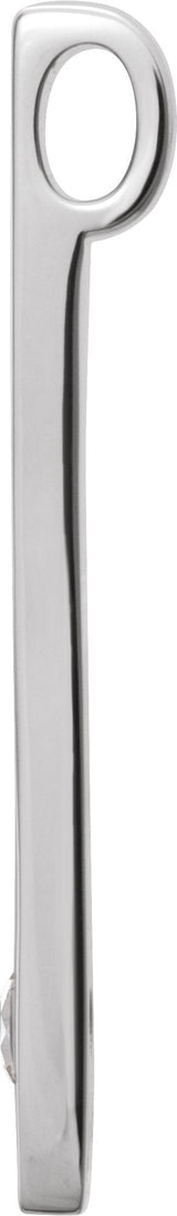 Platinum Round Natural White Sapphire Family Engravable Bar Pendant - view 2