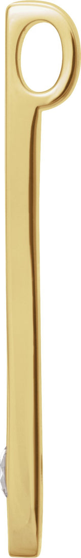 14K Gold Round Natural White Sapphire Family Engravable Bar Pendant - Yellow Gold - view 2