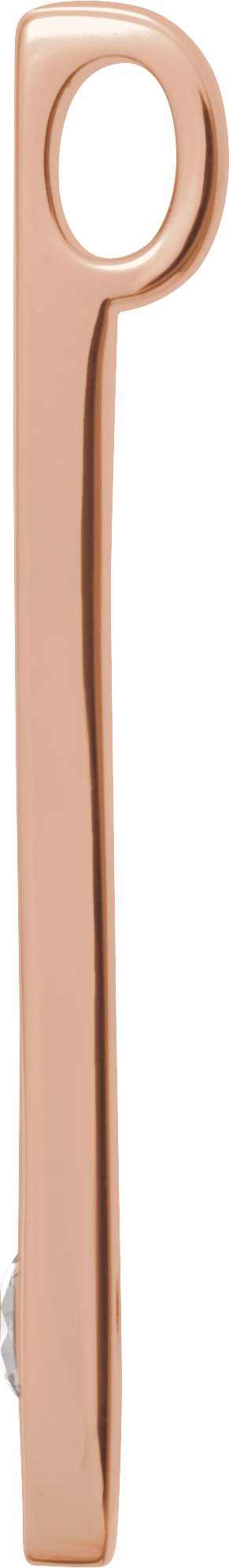 14K Gold Round Natural White Sapphire Family Engravable Bar Pendant - Rose Gold - view 2
