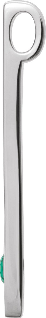 Platinum Round Lab-Grown Emerald Family Engravable Bar Pendant - view 2